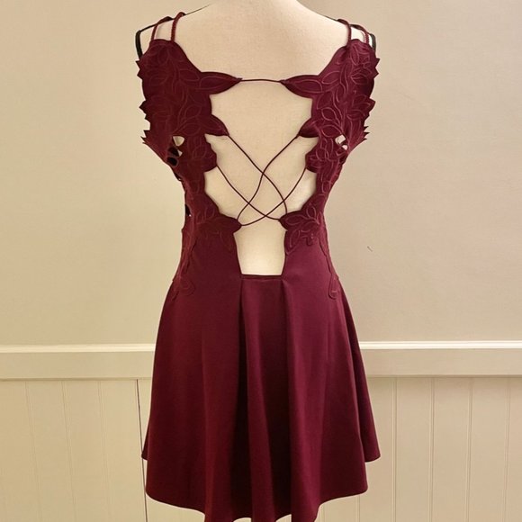 Free People Magenta Dress with Floral Applique - Picture 6 of 11